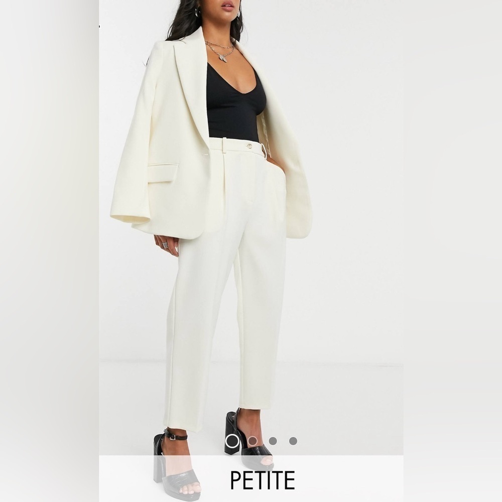 Topshop Petite clean straight trousers in ivory